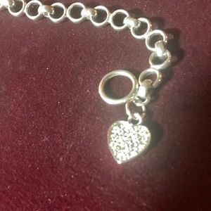 Pave Diamond Sterling Silver Chain Heart Necklace